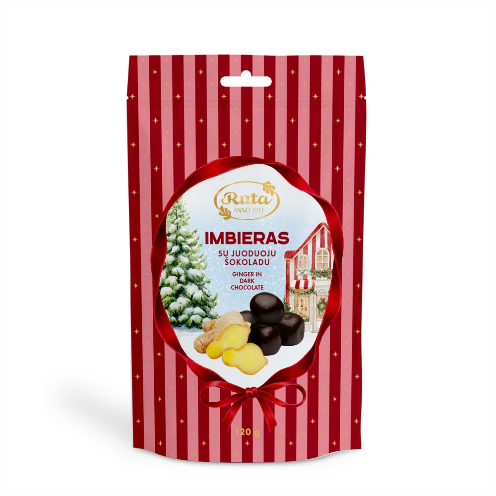 Imbieras su juoduoju šokoladu (55 %), 120 g